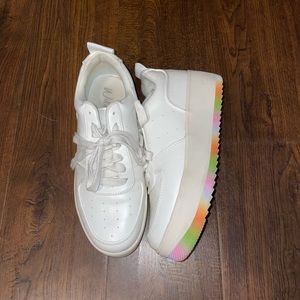 Cute white/rainbow platform sneakers